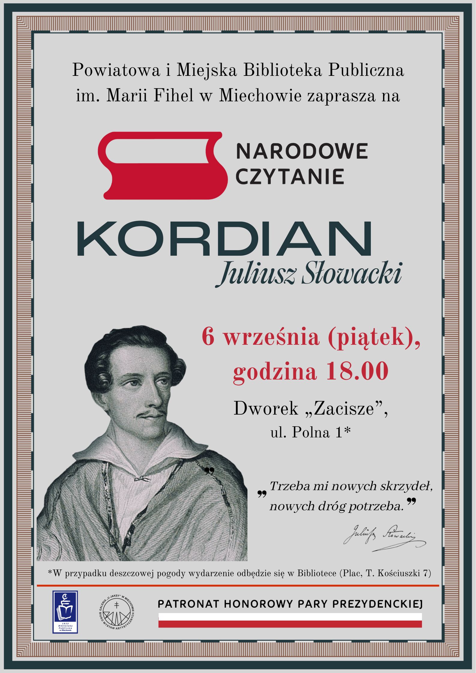 Narodowe Czytanie 2024 – „Kordian” Juliusza Słowackiego