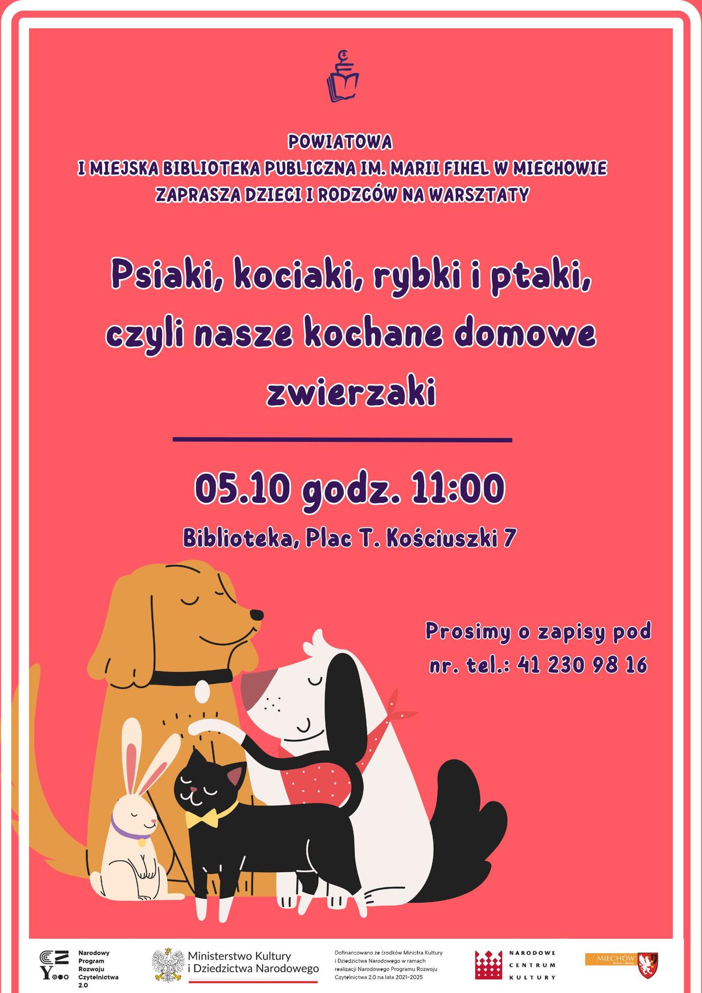 Warsztaty pn. „Psiaki, kociaki, rybki i ptaki, czyli nasze kochane domowe zwierzaki”