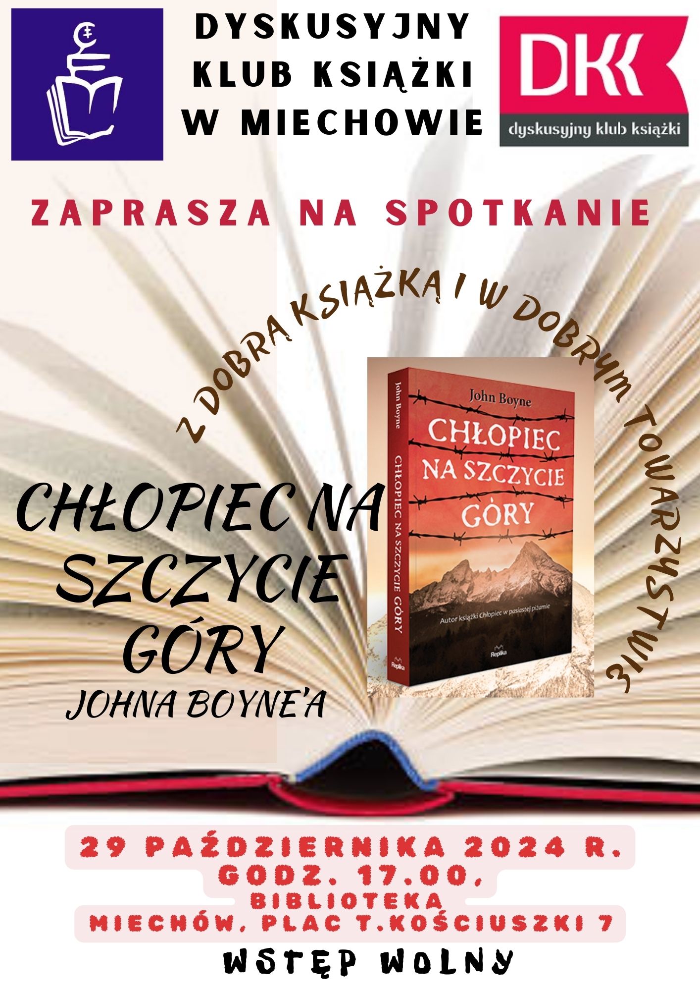 Spotkanie Dyskusyjnego Klubu Książki – „Chłopiec na szczycie góry” Johna Boyne’a