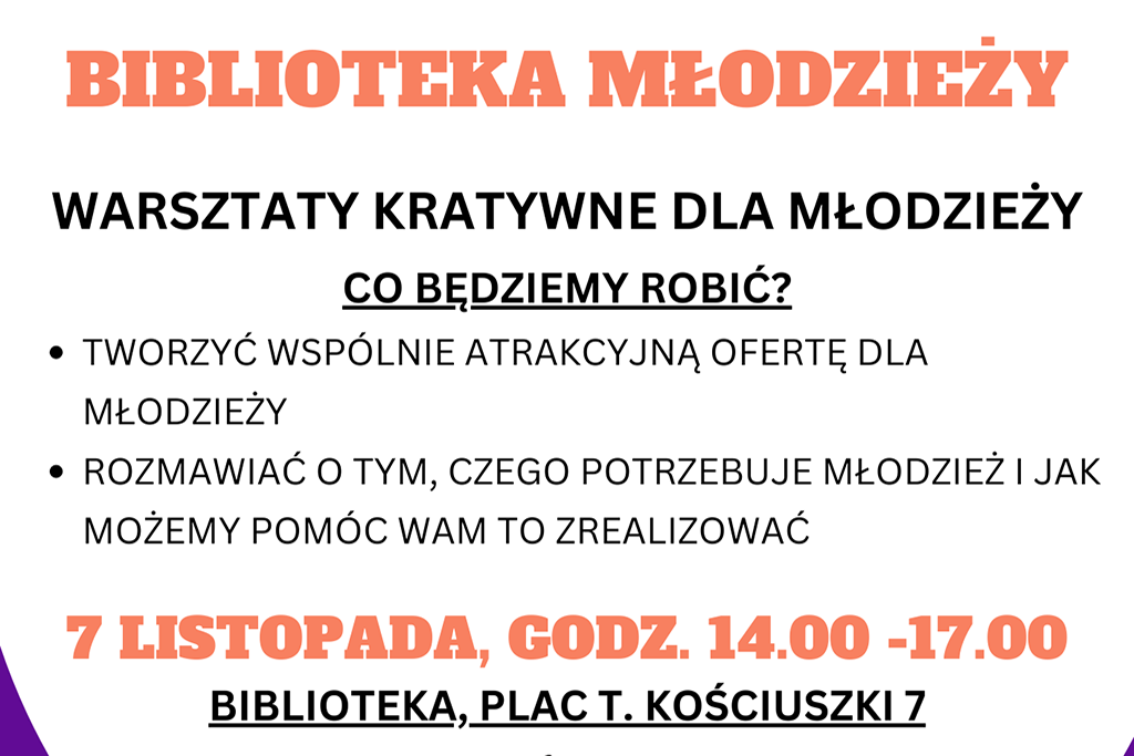 Warsztaty Kreatywne dla Młodzieży – Twórzmy Razem Bibliotekę dla Ciebie!