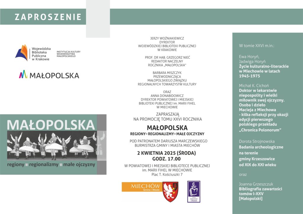 „Małopolska – Regiony, Regionalizmy, Małe Ojczyzny” – promocja rocznika w Miechowie