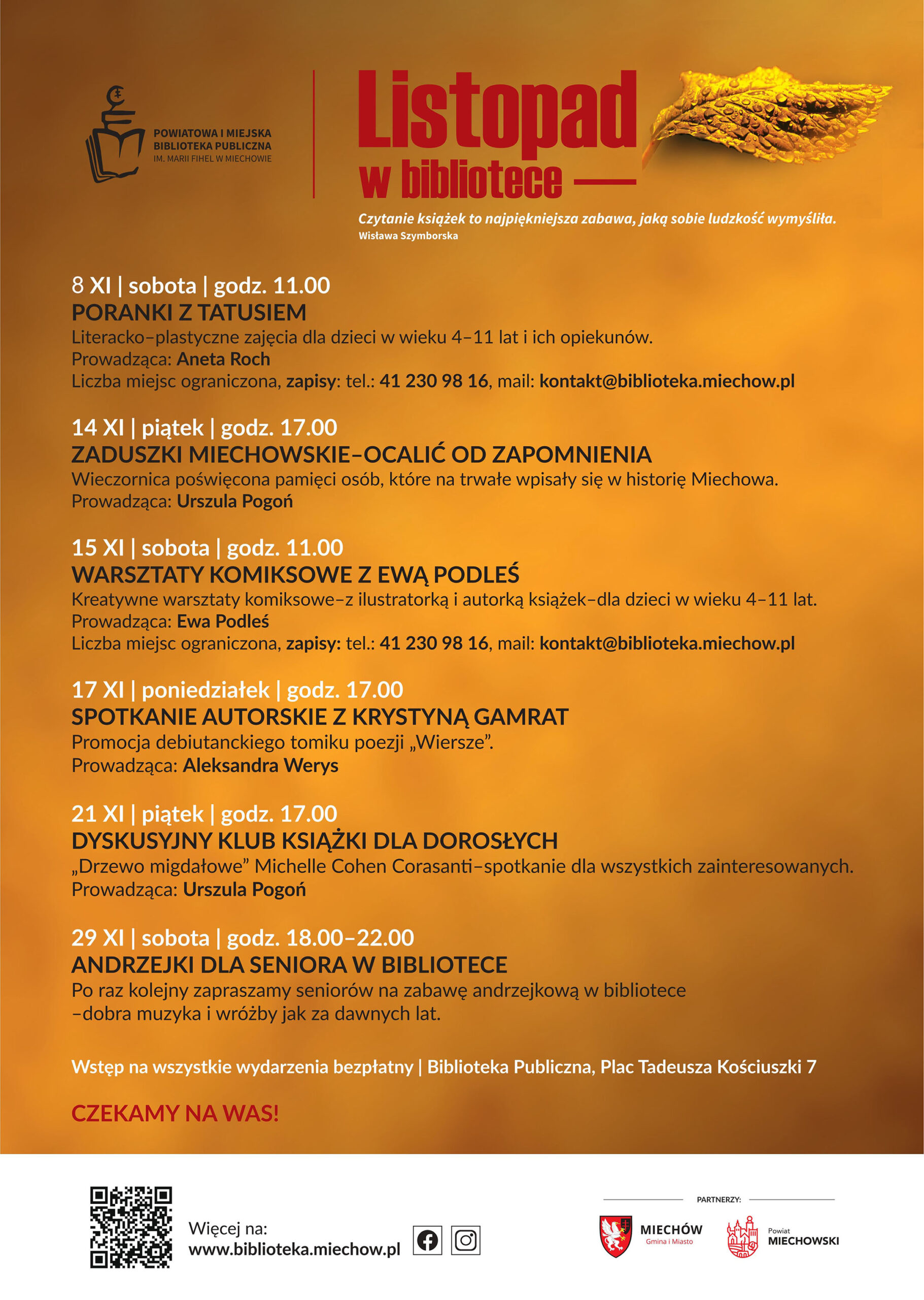 Listopad w Bibliotece – kalendarium wydarzeń